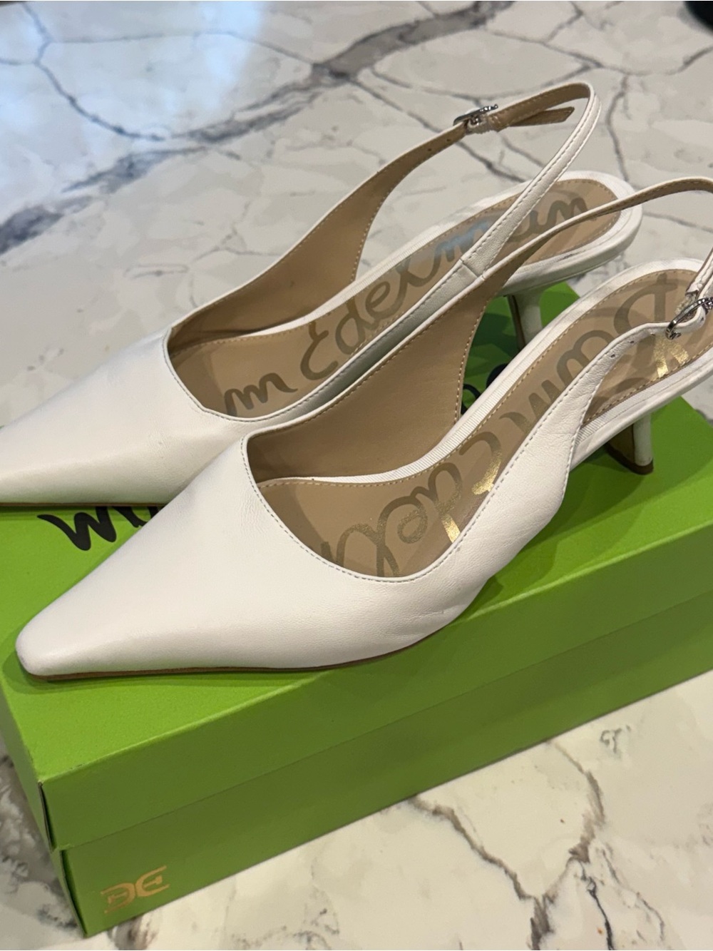 Sam Edelman Cream White Slingback Pumps